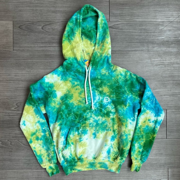 Big Bud Press Green & Blue Tie-dye Sweatshirt Hoodie Size P/XXXS - Picture 1 of 5